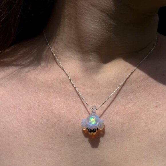 Glass Jumping Spider Pendant - Heady Glass Opal Pendant - Opal Necklace - Picture 3 of 7